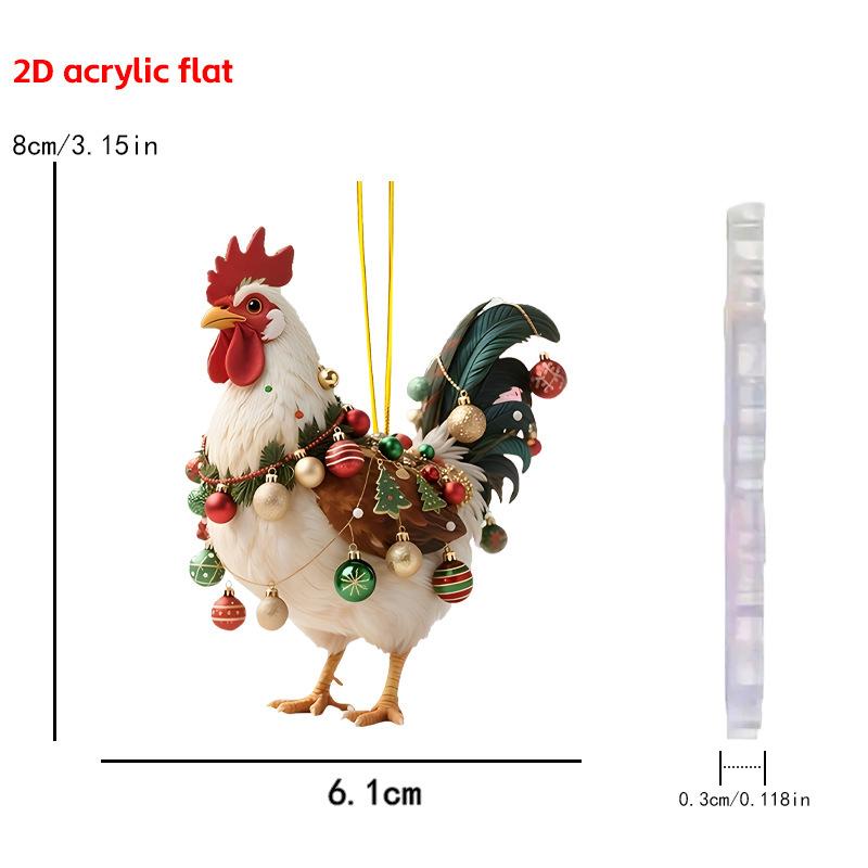 Christmas Animal Series 2D Flat Acrylic Hanging Ornaments for Christmas Party Home Decor Backpack Key Chains Tree Christmas Deco