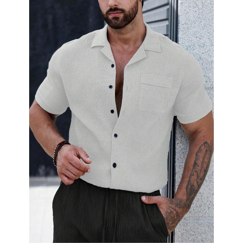 Herren Hemden Kurzarm Hemden mit Knöpfen Knitterfrei Lässig Bequem Urlaubs Strand Sommer Oberteile Weich Leicht Guayabera Hemd für Herren