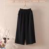 Casual Cotton Linen Wide Leg Pants For Women With Elastic Waist And Pockets For Summer Comfort