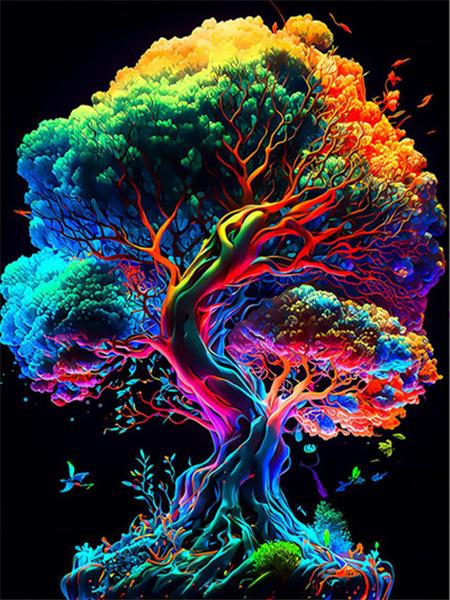 Diamond Art Painting Tree Fantasy Full Square Round Embroidery Mosaic Colorful Landscape Home Decor