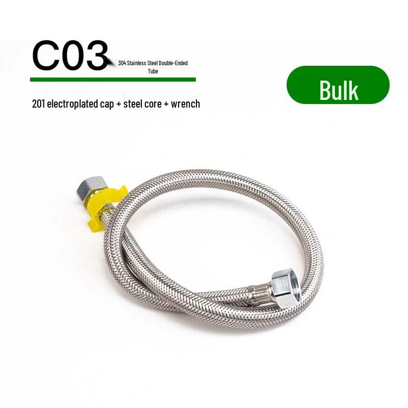 304 Stainless Steel Braided High-Pressure Water Inlet Hose for Toilets and Water Heaters, Explosion-Proof, 4-Point. 20cm