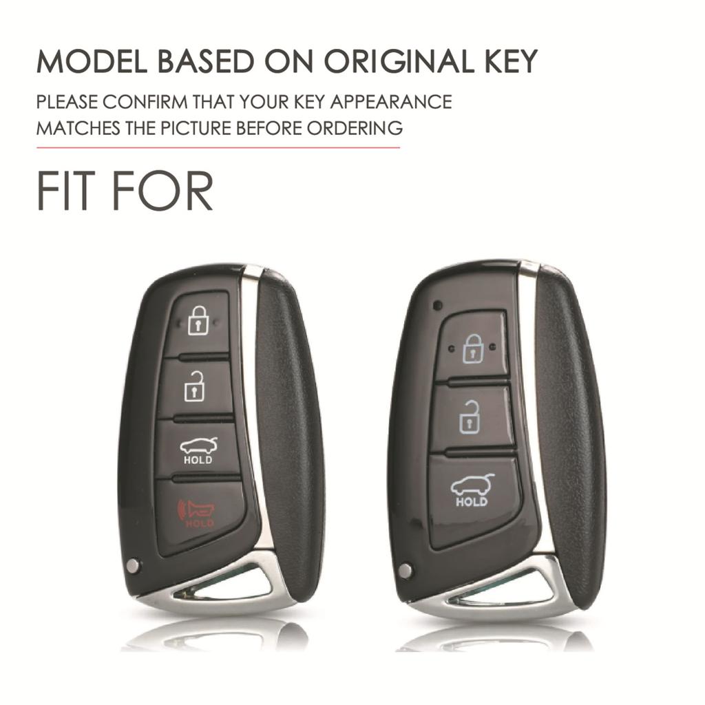 Genuine Leather Auto Key Fob Cover Case Fit For Hyundai Santa Fe Sport Equus Centennial Genesis G80 Grandeur Azera 2013 2014 Ix45