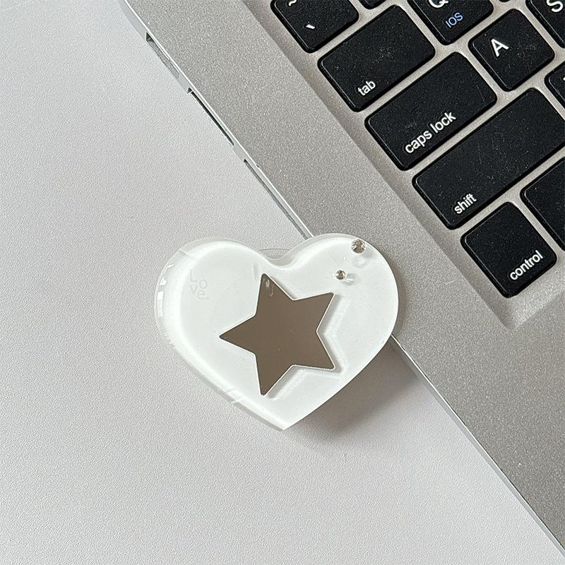 

Point Drill Star Mirror Small Gift Solid Color Heart-Shaped Mobile Phone Airbag Bracket Telescopic Magnetic Ring