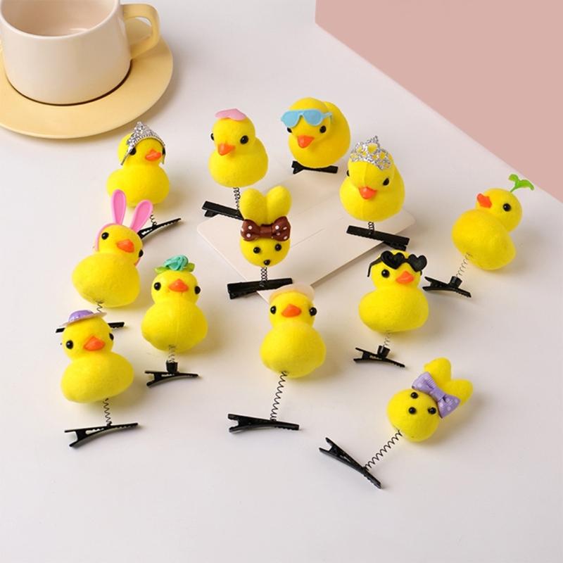 3D Tier Haarnadel Cartoon Gelbe Ente Haarspange Geburtstagsparty Haarspangen 12 STÜCKE Kinder Haarstyling-Accessoires