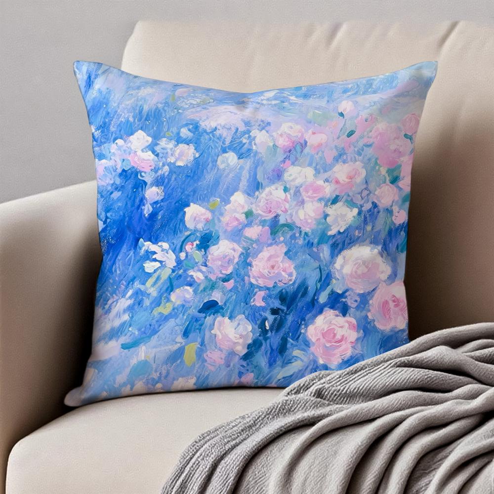 Flower Vase Cushion Cover Pillowcase Anti-Dustmite Invisible Zipper Short Plush Sofa Cushion