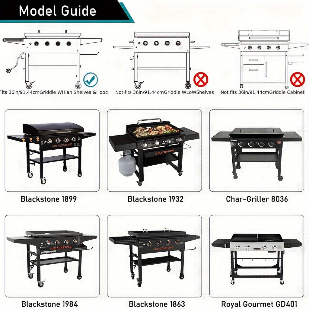 Durable Waterproof Grill Cover for Blackstone Models, Easy-Clean Polyester, Fits with Hood & High Shelves Outdoor BBQ Essential