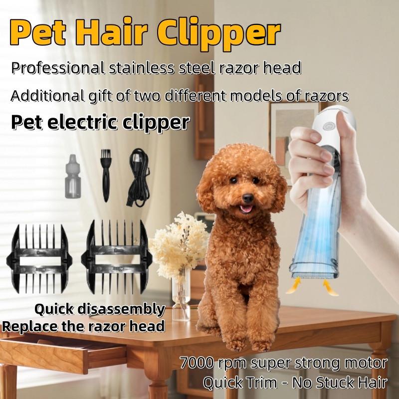 2 IN 1 Pet Hair Absorbing Electric Shaver 3-speed Adjustable Cat and Dog Hair Trimming Machine Vacuum Pet Grooming Clippers