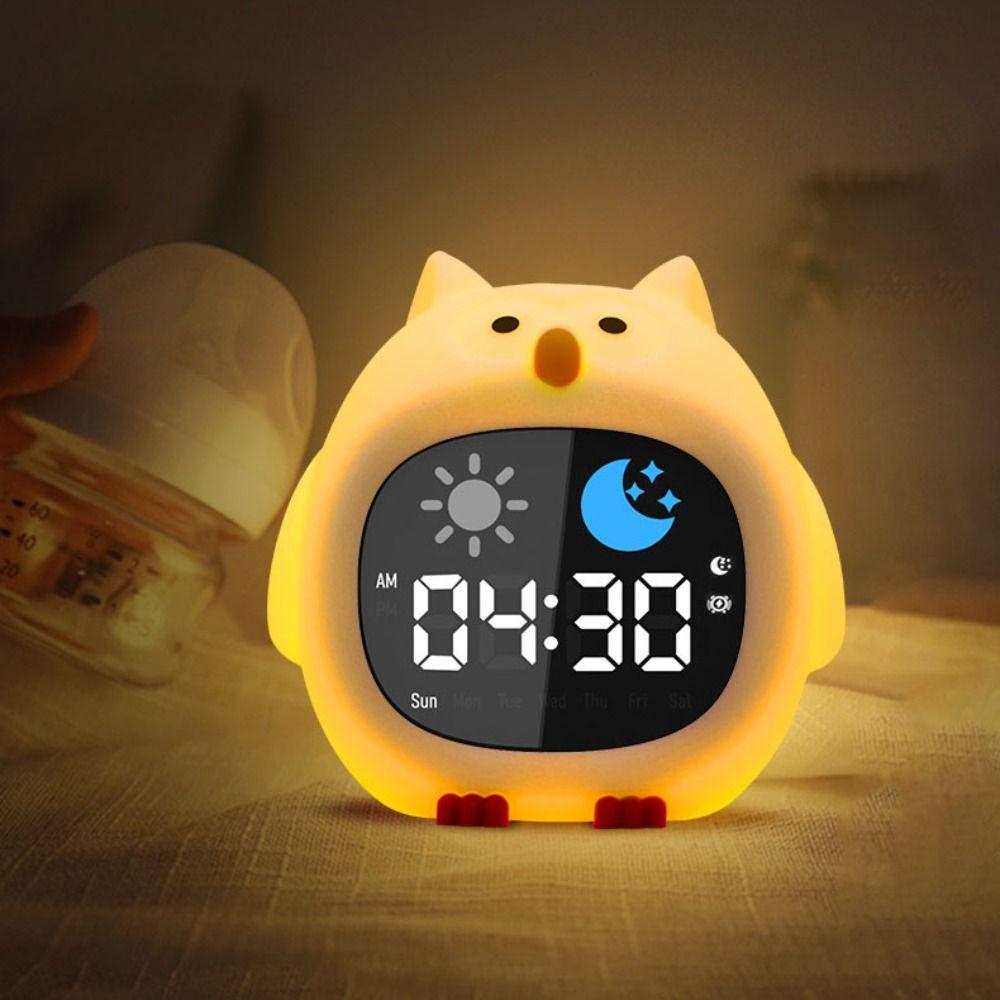Light Adjustable Alarm Clock Pat Control Beside Lamp Lovely Decor Sleep Training Clock Toddler