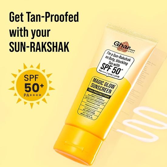 Ghar Soaps Magic Glow SPF 50+ PA++++ Mineral Sunscreen | UVA/UVB & Blue Light Protection | No White Cast, Non-Greasy (60g, Pack of 1)