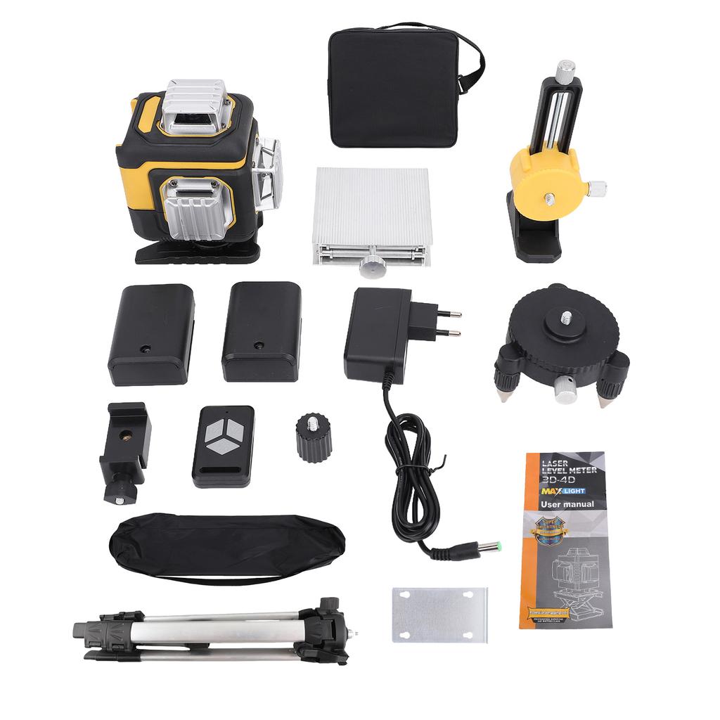 Multifunctional 16 Lines Laser Level 3° Self-leveling 4D Green Cross Line Laser Machine Leveling Tool with 1.2M Tripod