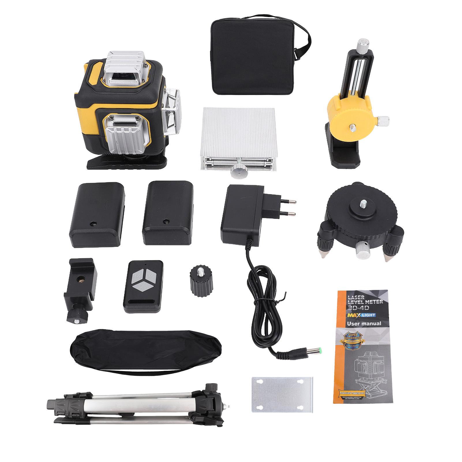 

16 Lines Laser Level 3° Self-leveling 4D Green Cross Line Laser Machine 2pcs Rechargeable Lithium Battery Leveling Tool