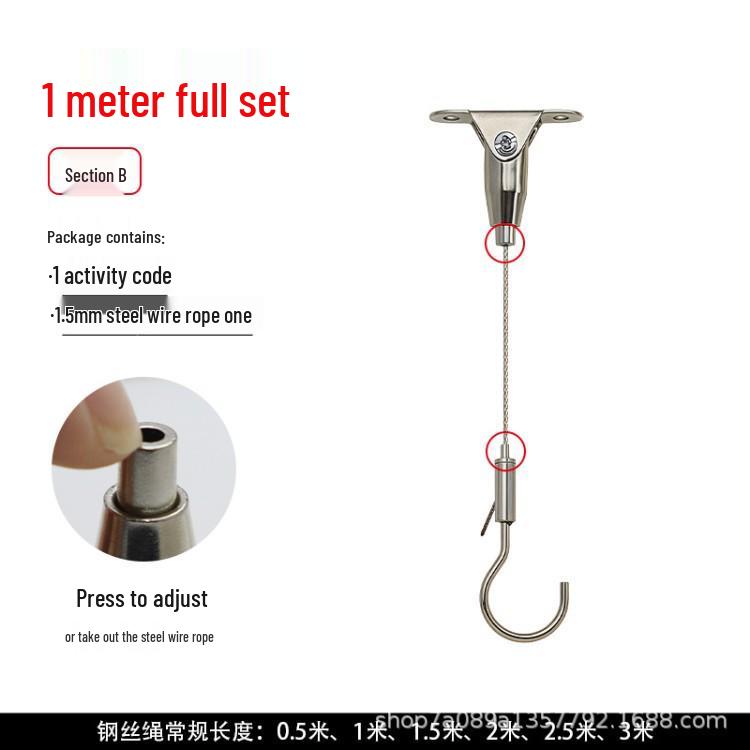 Stainless Steel Adjustable Wire Rope Hanging Hook for Art & Picture Displays