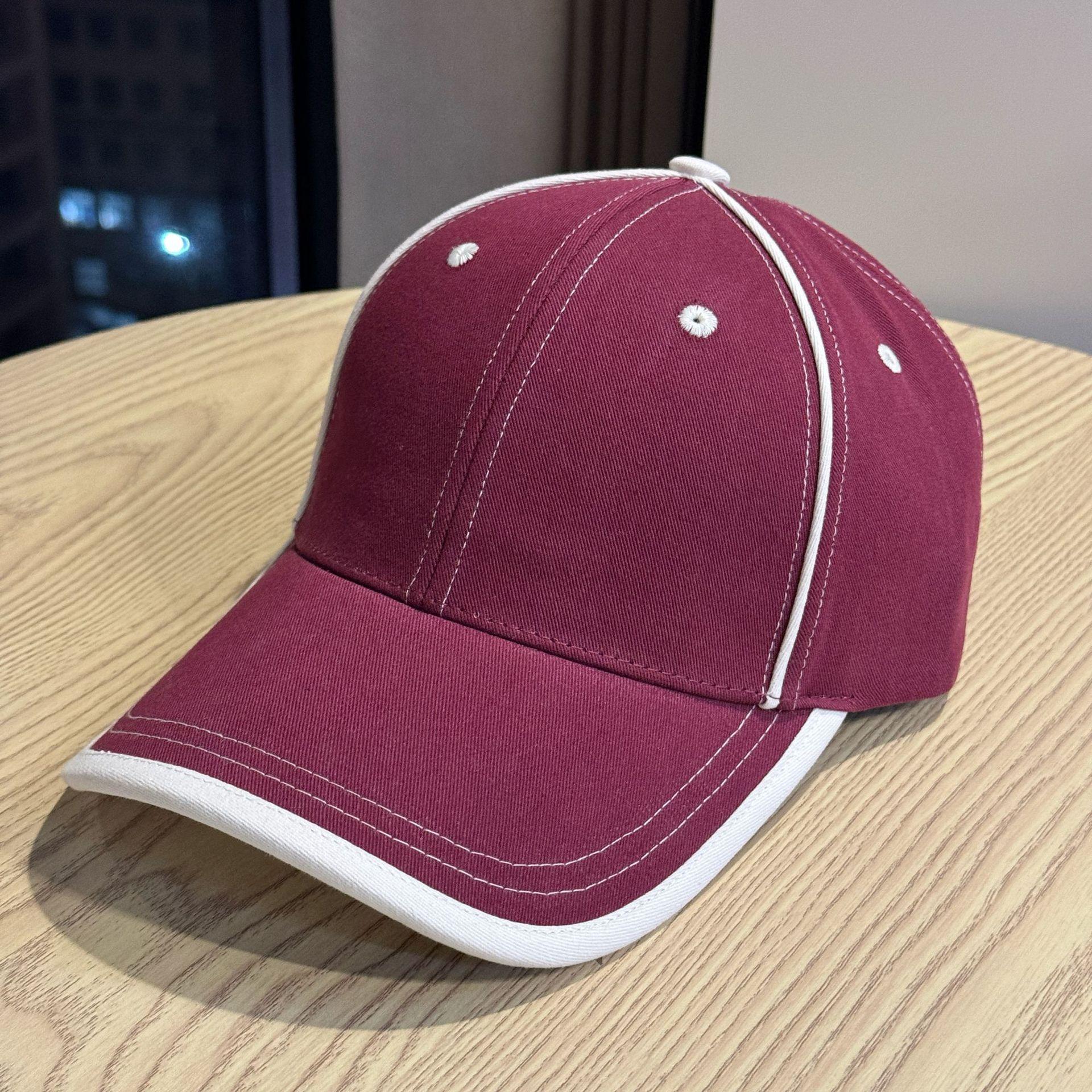 

New stylish plain brimmed baseball cap with wide brim for spring and autumn, unisex, curved brim, fashionable and versatile Adult54-60Adjustable вина червоного кольору