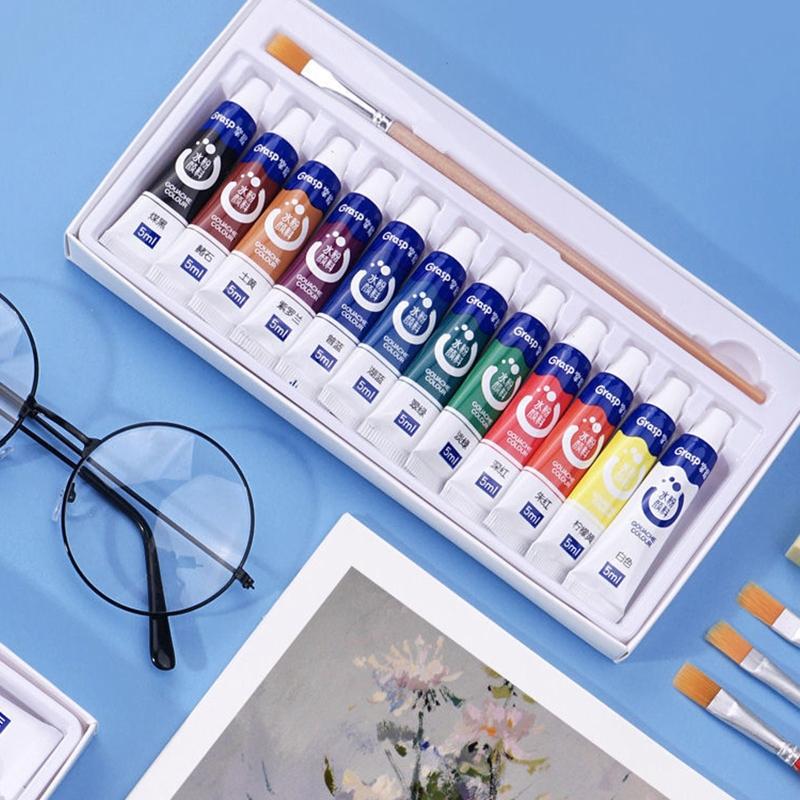 Gouache Paint Set Watercolor Tubes (0.17 Oz, 5 Ml) Rich Pigments Non Fading Washable Paints for Artist Hobby Painters