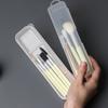 5Pcs Portable Makeup Brush Organizer Eyebrow Pencil Tableware Chopsticks Transparent with Cover Storage Box Kitchen Accessories