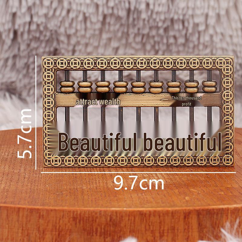 Brass Abacus Wealth-Attracting Antique with Fu Character and Coin Collection Ornaments.