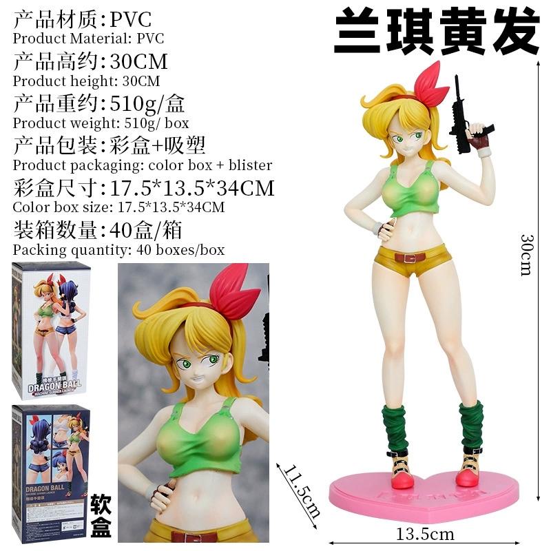 30CM Anime Dragon Ball Lunch Figure Dragon Ball Gals Blond Hair Ver Standing Model Toy Gift Set Action Figure PVC With box