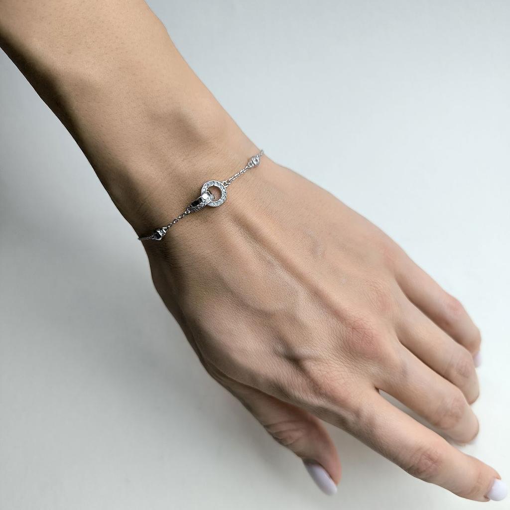 Серебряный браслет с фианитами, вес изделия 2,67 гр (2176473)