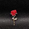 Red Rose Brooch - High-end Diamond-set Elegant Collarpin for Korean-style Anti-glare Pin Application