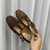 Fashion SUOJIALUN 2025 Autumn New Brand Women Flat Shoes Fashion Cow Suede Ladies Casual Mary Jane Shoes Soft Flat Heel Dress  Single Sh