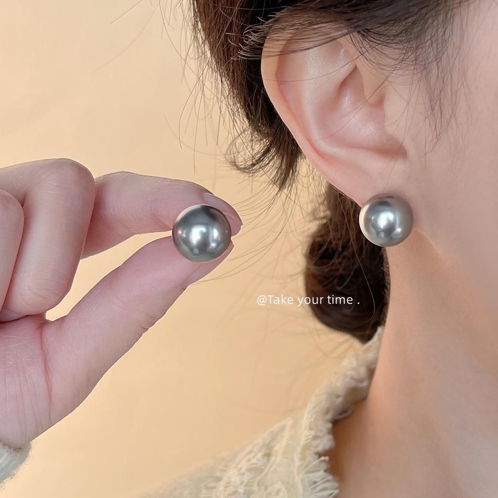 Таитянская черная жемчужина Модные повседневные осенне-зимние универсальные серьги Новые серьги Аксессуары Оптом