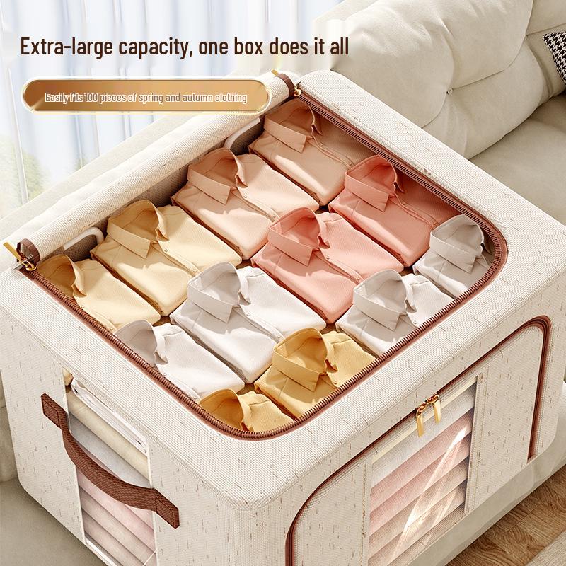 Tianshan Cotton & Linen Patchwork Extra-Large Quilt and Clothes Storage Box with Double Window