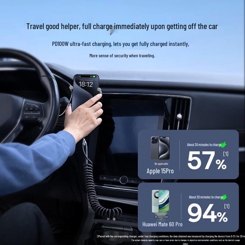 Baseus 100W Retractable USB-C Car Charging Cable