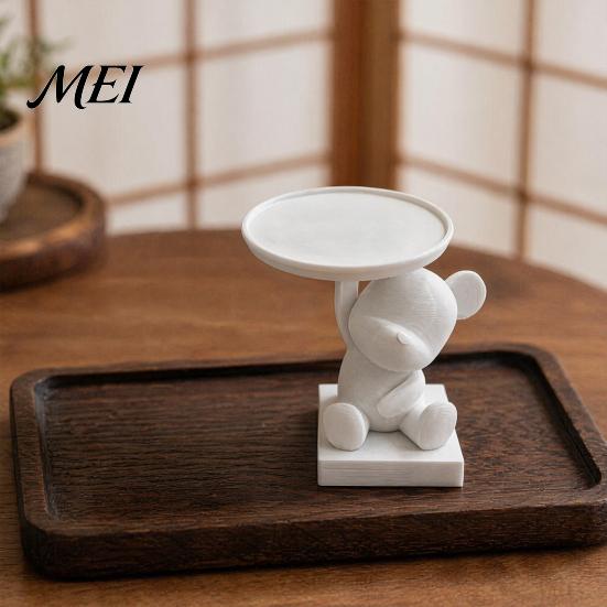 Cute Animal Ring Holder 3D Printed Polar Bear Storage Tray, & Jewelry Dish, Home Desk Display Tray Minimalist Organizer for Keys Coins Trinkets,
