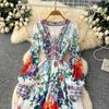 Palace Floral Maxi Dress Women Summer Holiday Chiffon Long Dresses Shirt 2026 Spring Long Sleeve Single Breasted Party Dress