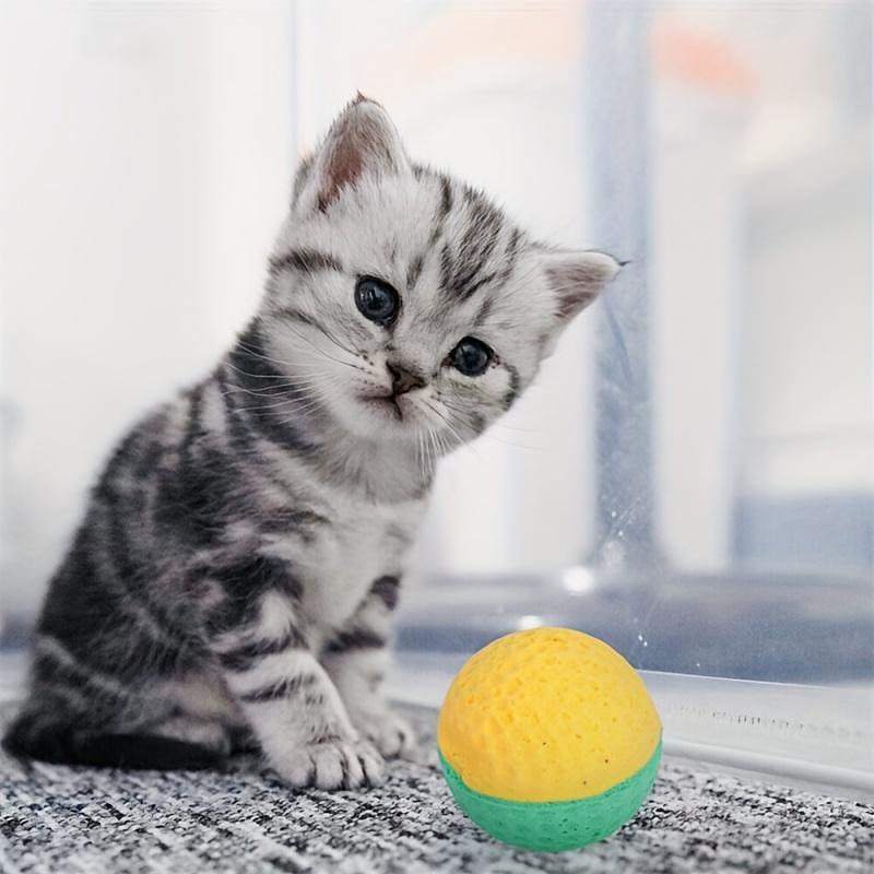 2pcs Cat Foam Ball Toys,Interactive Chase Sponge Balls for Pets,Soft Bouncy Quiet Durable Bite Resistant,Easy Clean Rubber Balls