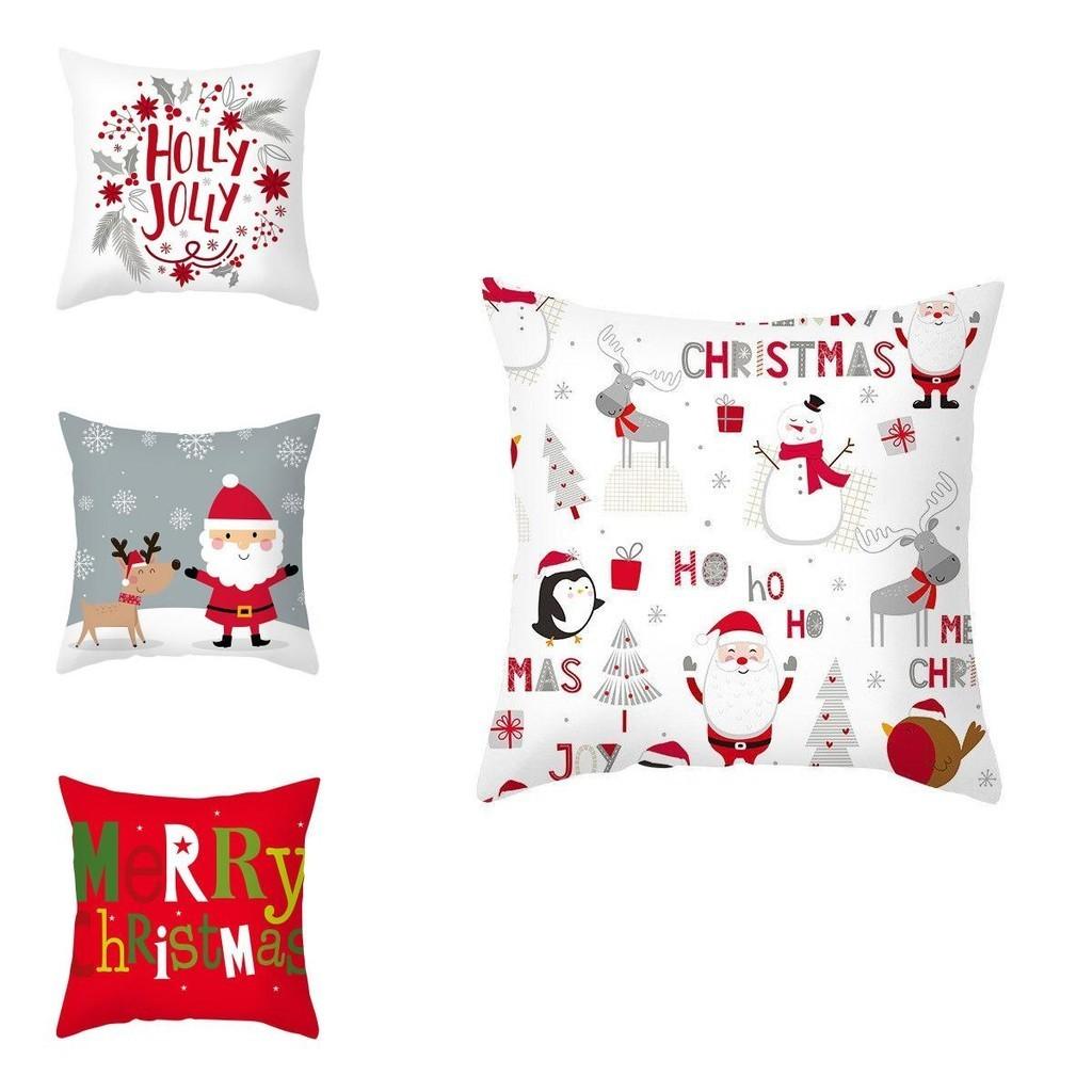 Capa de Almofada Festiva de Pai Natal de Natal com Veludo Super Macio de Pele de Pêssego Para Decoração de Casa