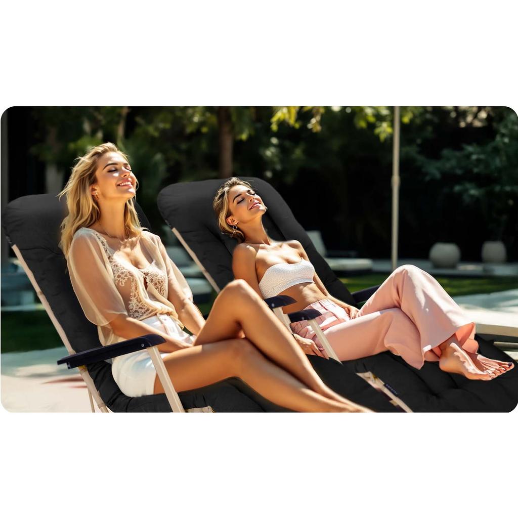 Foldable Garden Lounger With Cushion Sofotel Chillwell Set of 2 Black