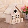 For Creative Wooden Bird House Breeding Cage Box Feeding Nest Garden Backyard Pendant Simulation Fence Birdhouse Decorat X3UC