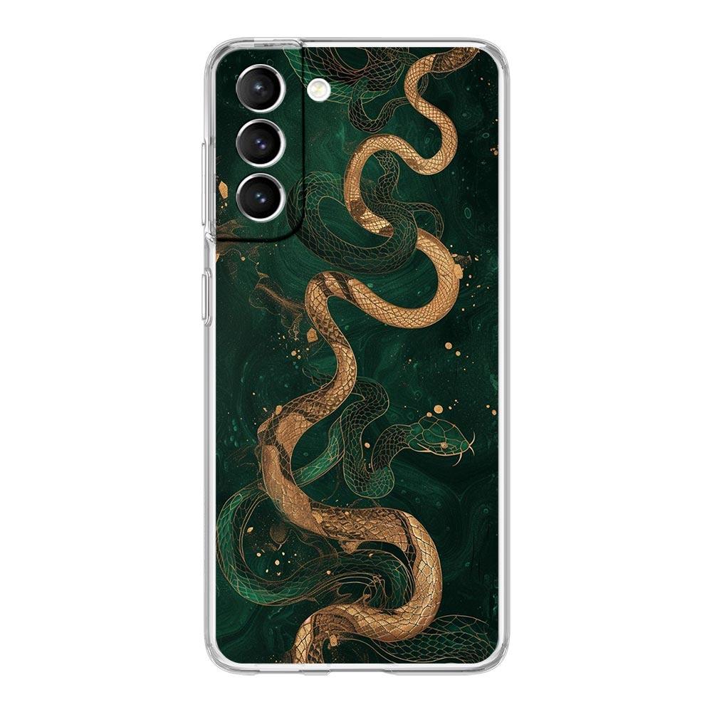 Phone Case For Samsung Galaxy S25 Edge S24 S23 FE S22 Ultra S20 S21 5G S10 Plus S10E Soft Clear Cover Blossom Pink Snake