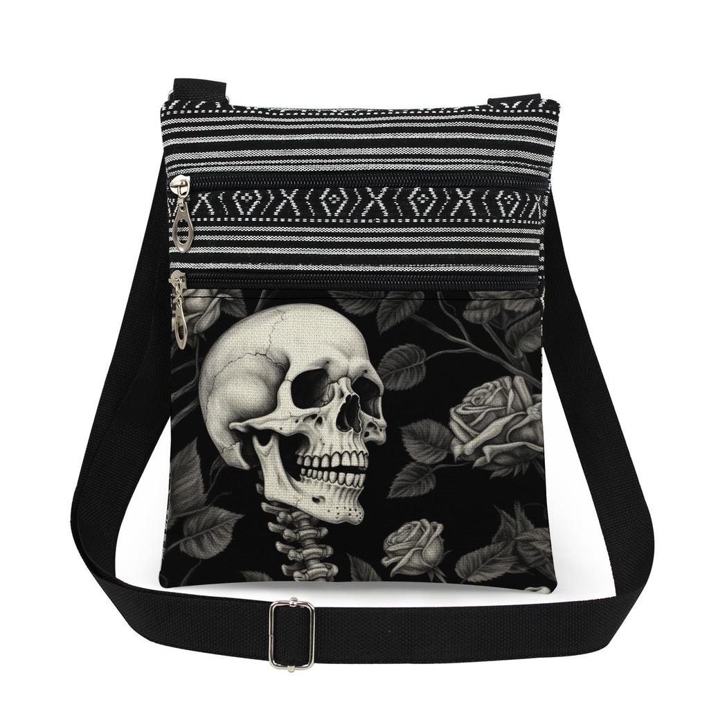 1PC Skeleton Print Tote Bags Women Shoulder Handbags Postman Package 6915