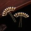 Women Bridal Crystal Petals Hair Accessories Hanfu Hair Sticks Hair Forks Pearl Row Hairpin