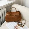 Premium Suede Large-Capacity Women's Tote: Genuine Leather, Retro, Versatile, Frosted, Handheld, Shoulder and Crossbody Bag.