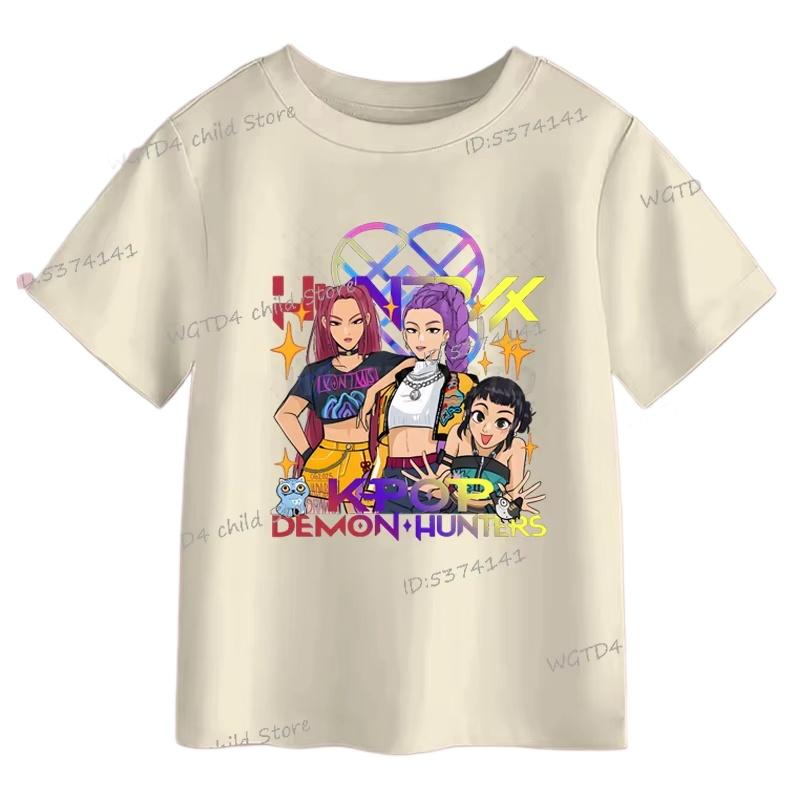 Summer Movie Kids T-shirt KPop Demon Hunters Cool Girls Tee Top Funny Gift Men Women Cotton Tshirt K-Pop Demon Hunters Clothes