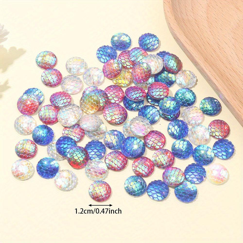 22/44/66PCS Resin Material Fish Scale Flat Back Corner Protector Colorful Flat Back Decoration, Inlaid Bezel Tray Pendant
