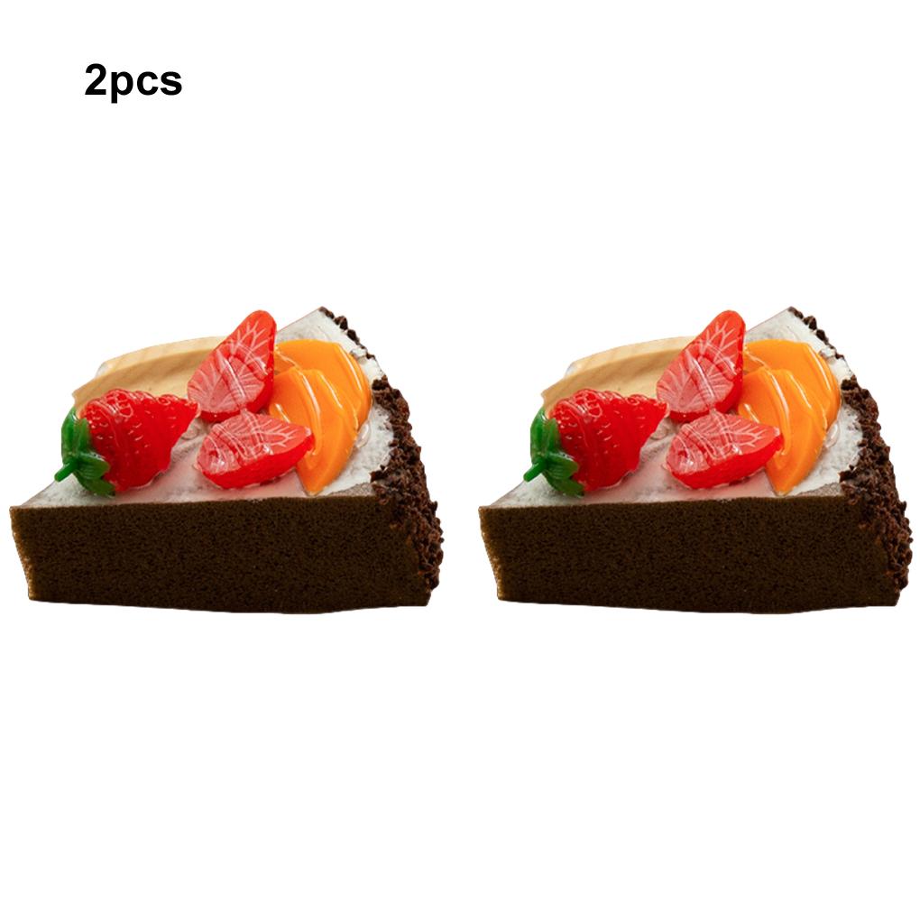 2piece Faux Bakery PVC Fruit Egg Model Function Practical Refrigerator Sticker Triangular Cake Decorations Bakery