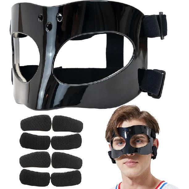 Nose Guard for Broken Nose Baseball Softball Basketball Face Mask Adjustable Face Shield Masks with Padding Nose Guard Protects Nose and Eye from