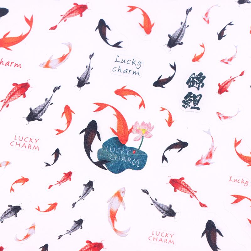 Red Koi Fish Goldfish 5D Nail Sticker Lettering 3D Stickers Chinese Nail Art Design Decal Nail Supplies