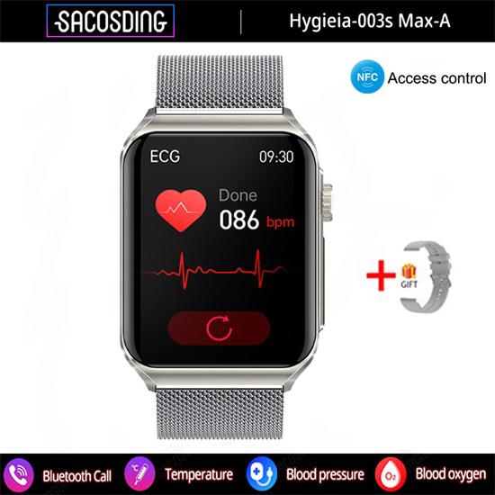 SACOSDING Hygieia-003s Max-A Bluetooth Call Smart Watch 320*380 HD 1,85 palcový displej EKG+HRV+NFC Multifunkční sportovní hodinky IP67 Vodotěsné chytré hodinky
