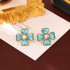 Turquoise Heart & Four-Leaf Clover Earrings - Elegant Chinese Style, Romantic, Fresh & Sweet.