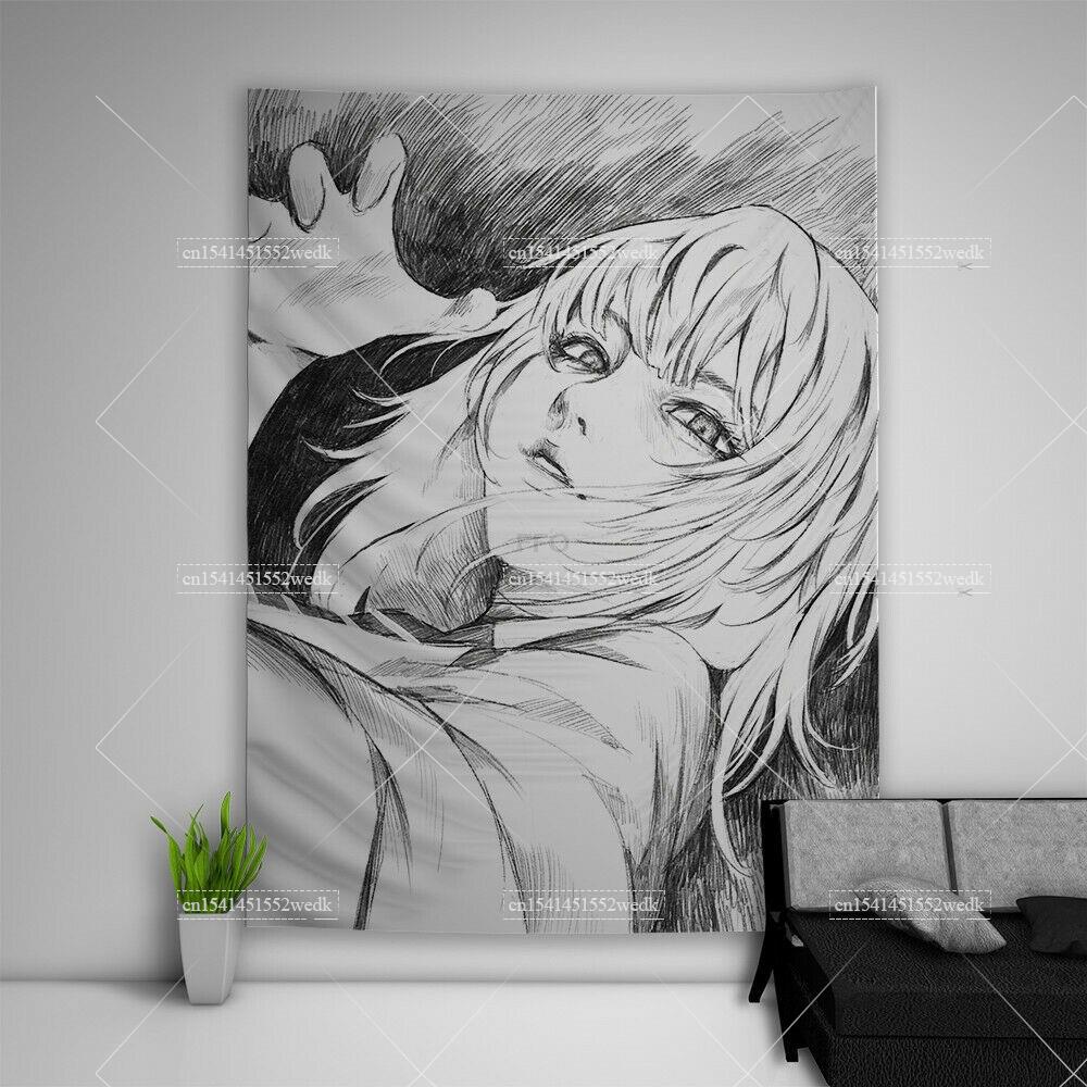 Kawaii School Girl Tapestry Wall Decor Anime Tapestry Manga Aesthetic Room Decoration Meme Tapestries Art Poster For Home