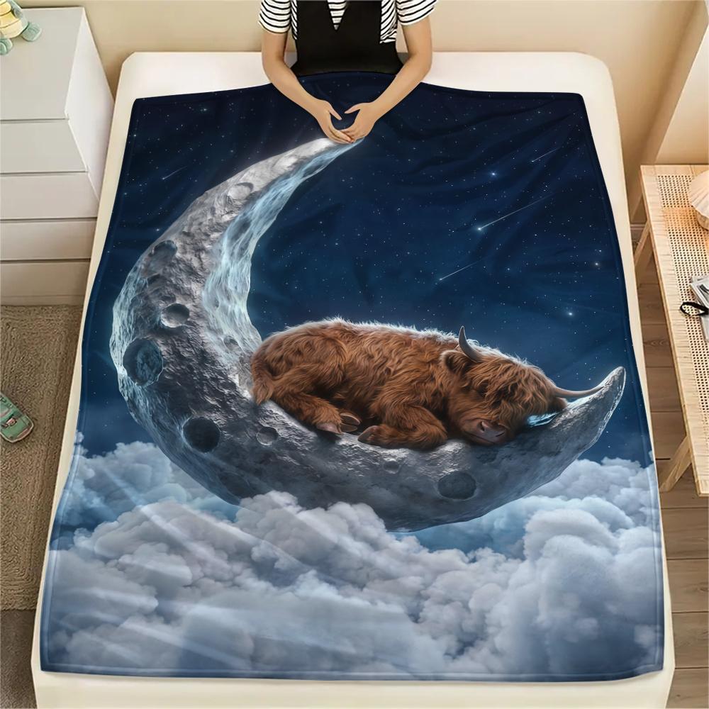 Sleeping clouds small animals Print Flannel Blanket,High quality Comfortable for All Seasons,Home Decor,Warmth and Comfort,Perfect for Christmas Gifts