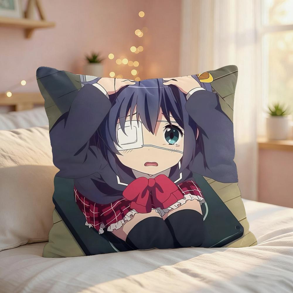TTakanashi Rikka Sexy Anime Cushion Cover Silky Short Plush Invisible Zipper Dustproof Sofa Pillow Case For Home Decor