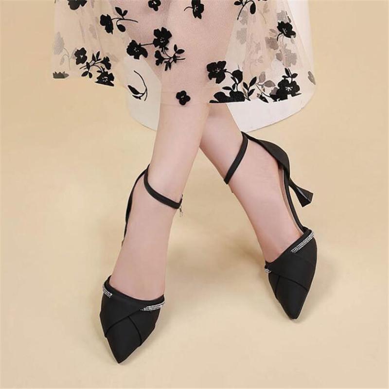 Newest Style High Heels Sexy Pumps Women Shoes 7cm Rhinestone Wedding Shoes for Women Bride Shallow Pointed Single Shoes