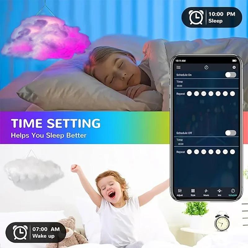 RGB LED Cloud Lights APP&Remote Control,Music Sync 3D Lightning Night Lamp for Bedroom Gaming Room Ceiling Party Wedding Decor