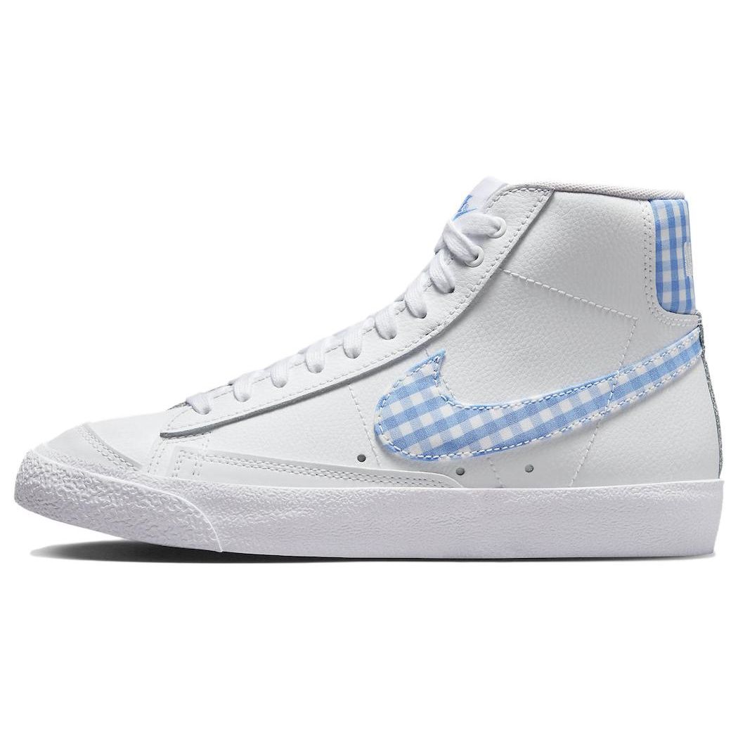 Nike  Blazer Mid 77 University Blue Gingham Women Sneakers White FD9163-100 38